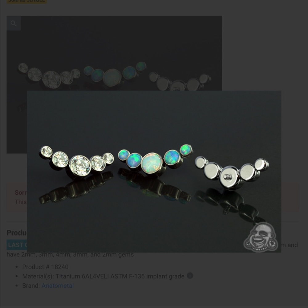 Anatometal threaded titanium 5 cluster bezel.One cluster.